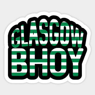 GLASGOW BHOY, Glasgow Celtic Football Club Green and White Hooped Text Design Sticker